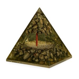 SALASAR® Gemstone Golden Pyrite Orgonite Pyramid Chakra Healing Pyramid for Reiki, Vastu, Feng Shui, Meditation, Yoga & Home/Office Decor
