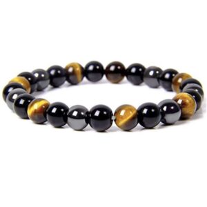Triple Protection Bracelet (8mm) by Salasar Gems – lab certified natural stone bracelet for wealth, money attraction & prosperity. Energized crystal for Reiki, Vastu & manifestation.